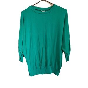 Comfee  Vintage Women's Dolman Sleeves Crew Neck Green Top One Size Shirt
